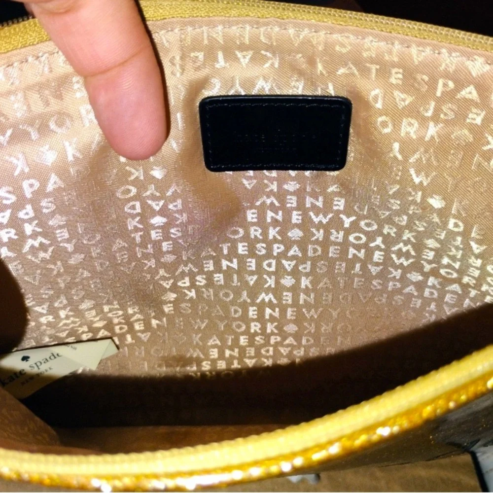 KATE SPADE Gold Glitter Pouch, EUC